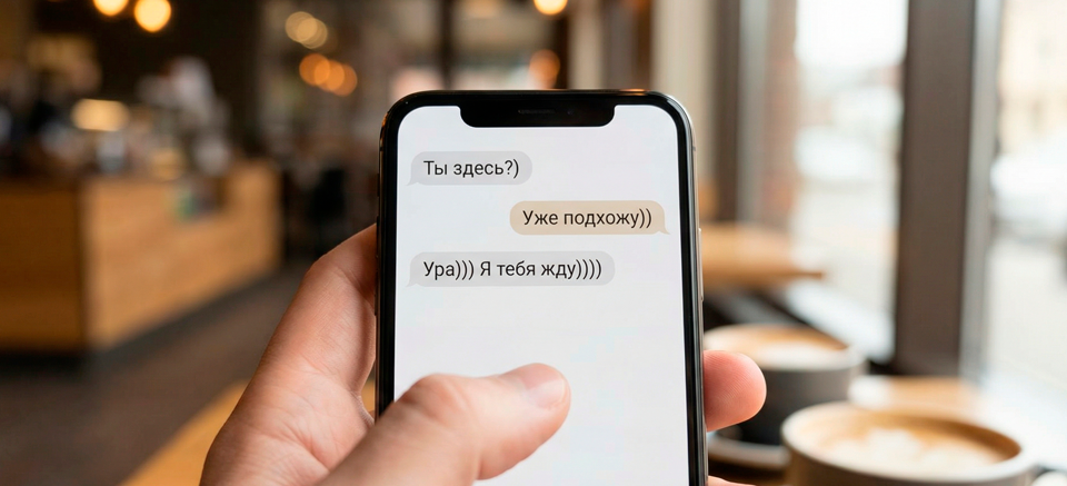 Пример использования скобок в переписке